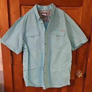 Columbia Aqua Blue Button-Up Shirt Size XXL